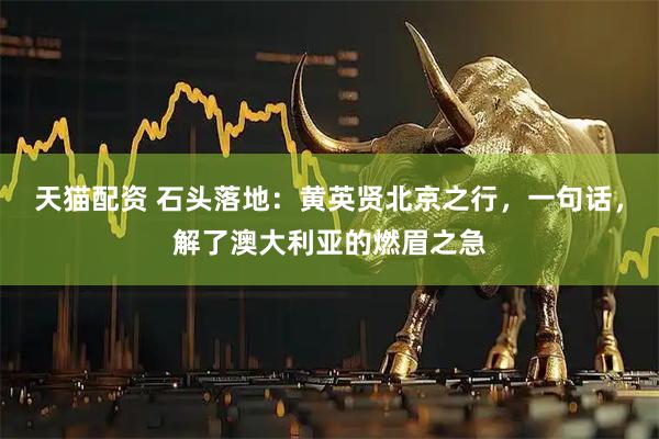 天猫配资 石头落地：黄英贤北京之行，一句话，解了澳大利亚的燃眉之急